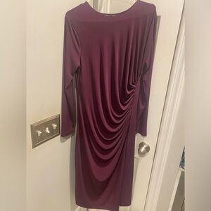 Banana Republic Knit Shirred Midi Dress in Pinot Noir (Size Large)